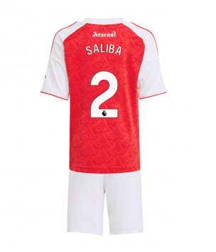 Billiga Arsenal William Saliba #2 Hemmatröja Barn 2025-26 Kortärmad (+ Korta byxor)